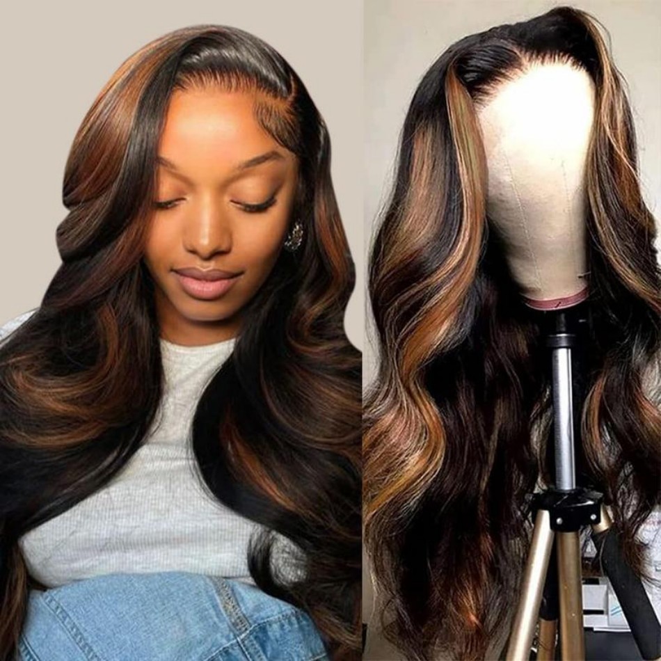 Hd Lace Frontal Wig Human Hair Pre Plucked - P1B30 Body Wave Human Hair Wigs