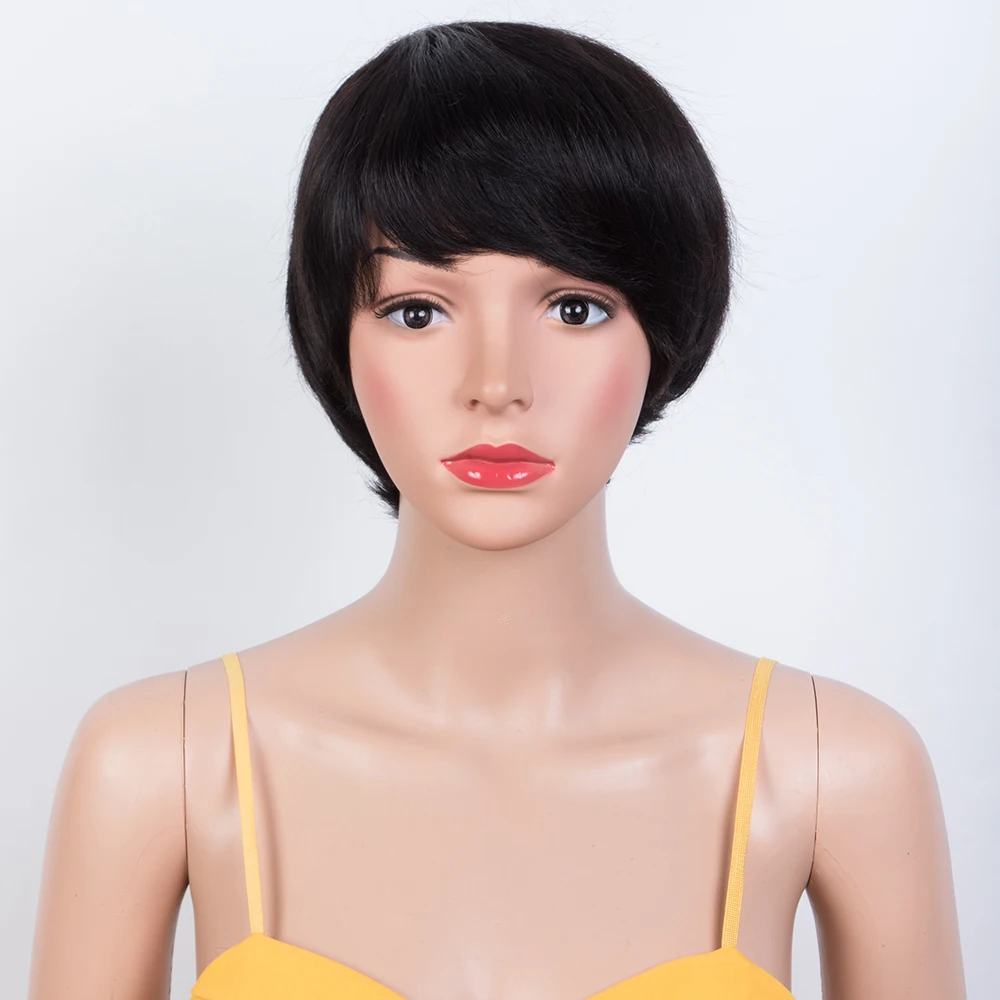 Short Straight Bob Wig Pixie C - Short Pixie Cut Wig Human Hair Cheap recension och pris