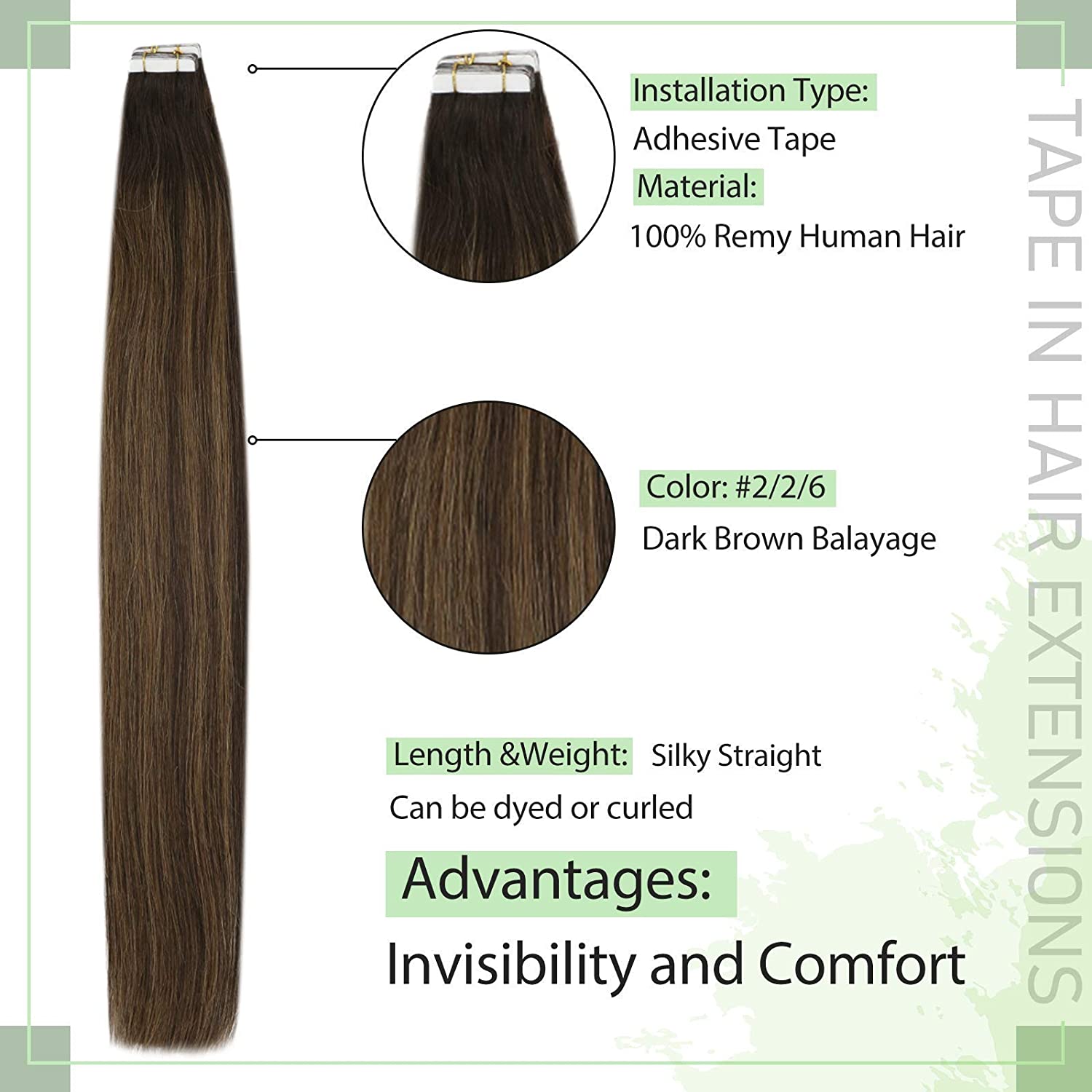 VeSunny Tape in Extensions Hum - Invisible Tape In Extensions Real Hair recension och pris