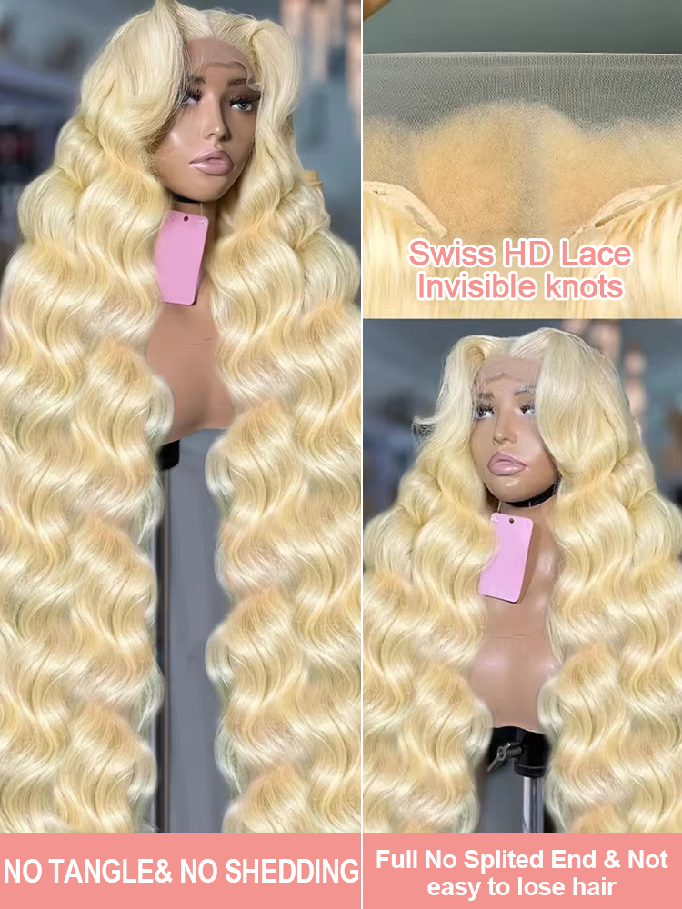 13x4 Honey Blonde Colored Wate - 613 Blonde Body Wave Lace Front Wig recension och pris