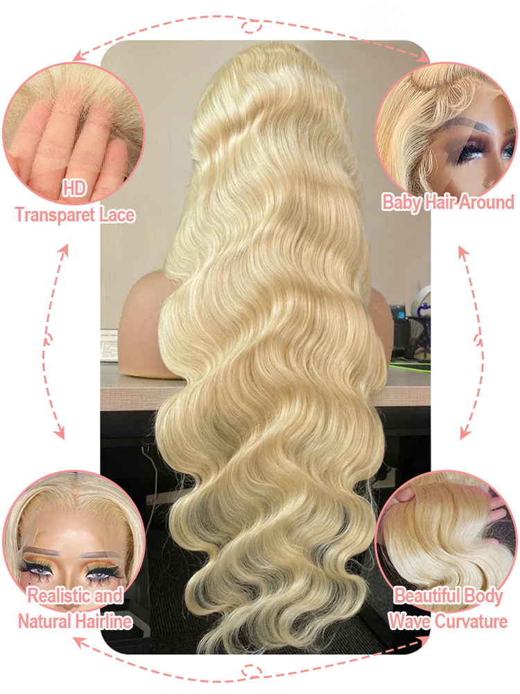 13x4 Honey Blonde Colored Wate - 613 Blonde Body Wave Lace Front Wig recension och pris
