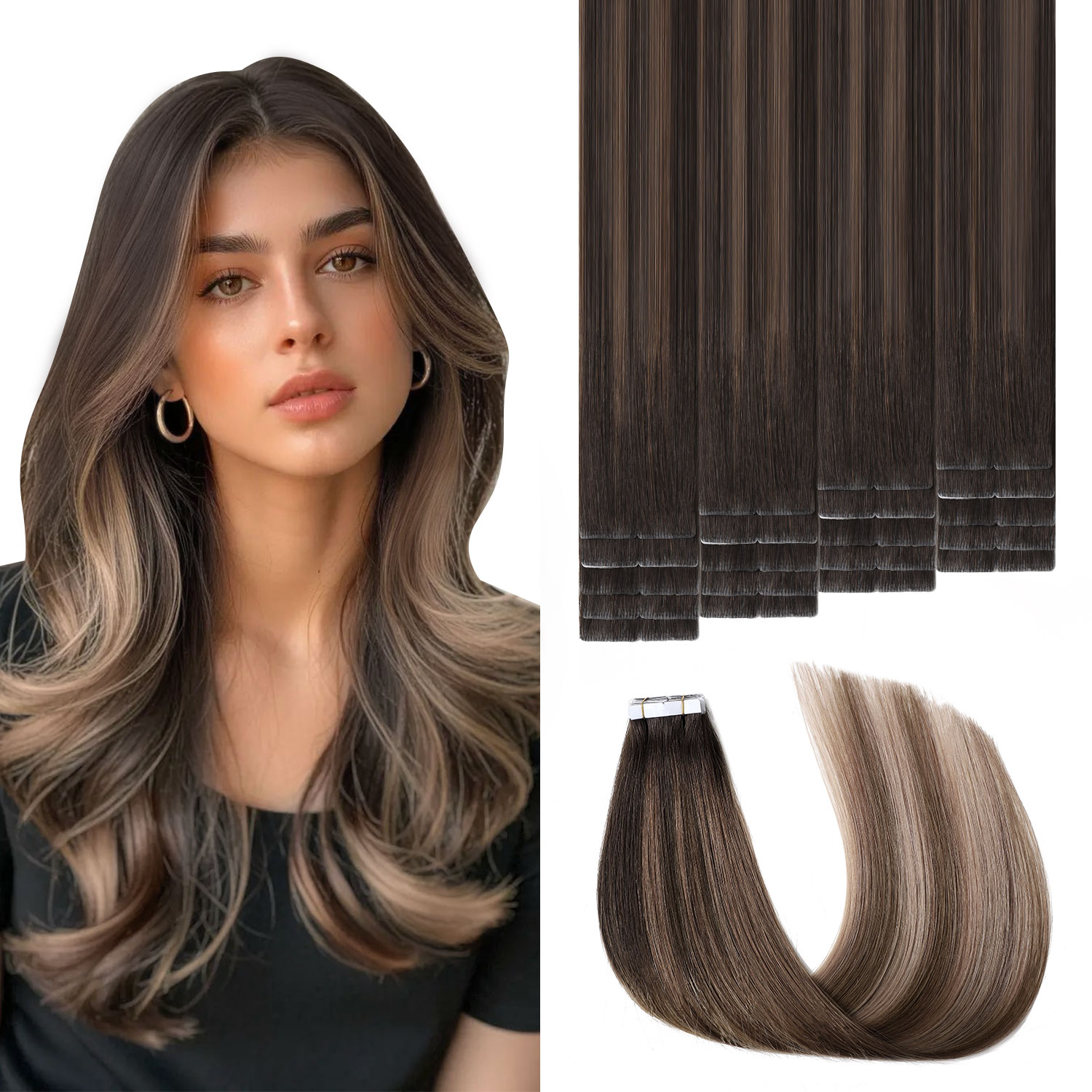 Sweetmet Invisible Tape Hair E - Invisible Tape In Extensions Real Hair recension och pris