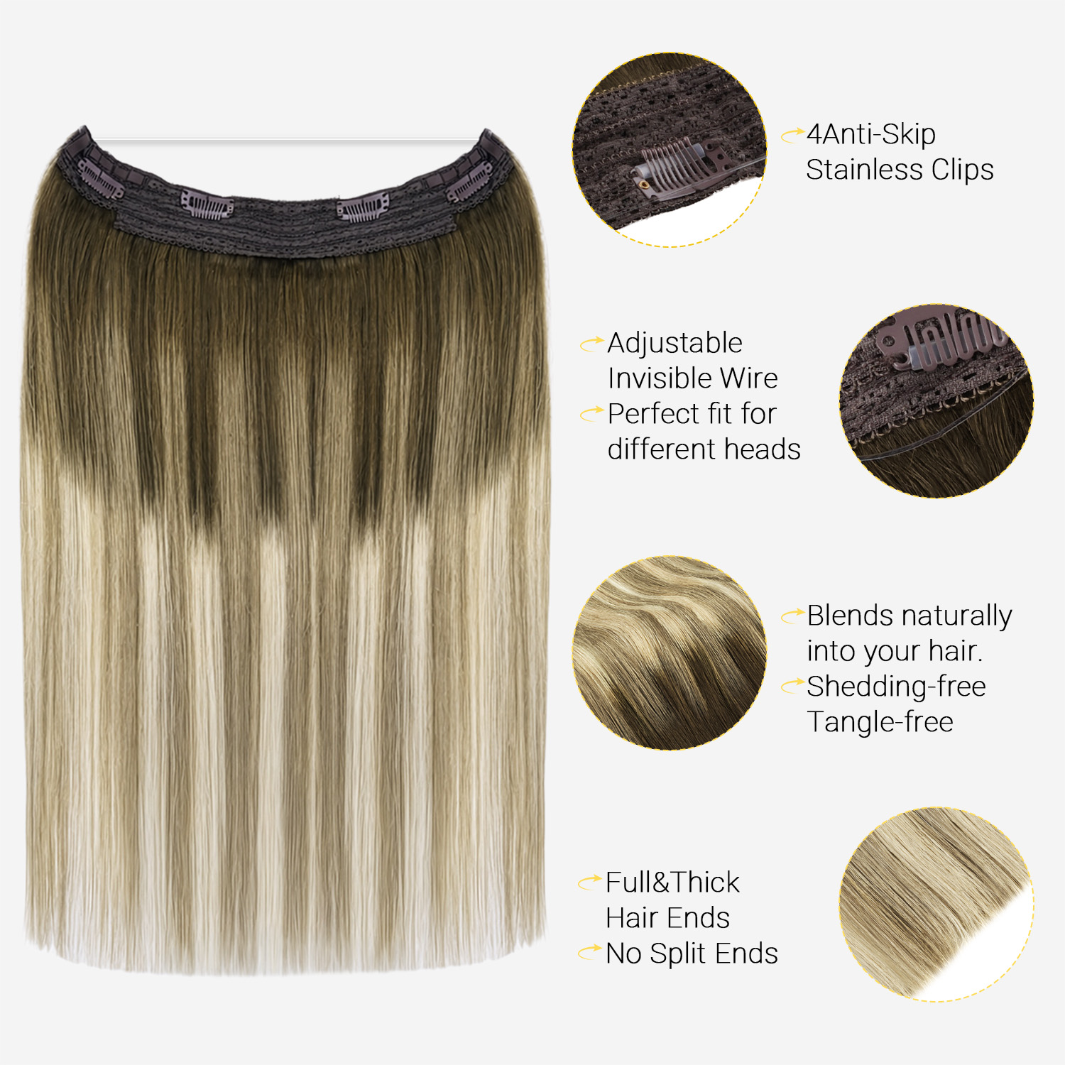 Sunmofavo Invisible Wire In Ha - Seamless Clip In Hair Extensions Human Hair recension och pris