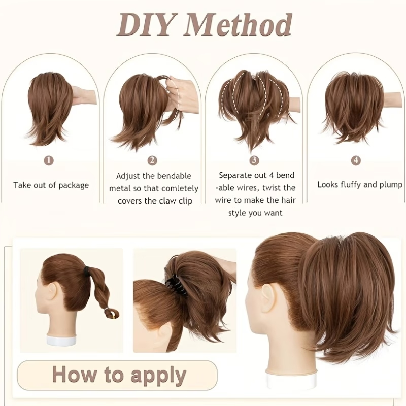 Synthetic Claw Clip Ponytail E - Claw Clip Messy Bun Hair Piece recension och pris