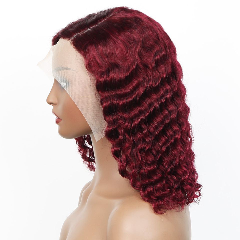 99j Burgundy Deep Bob Wig Huma - Pre Parted 13X4 Lace Front Bob Wig recension och pris