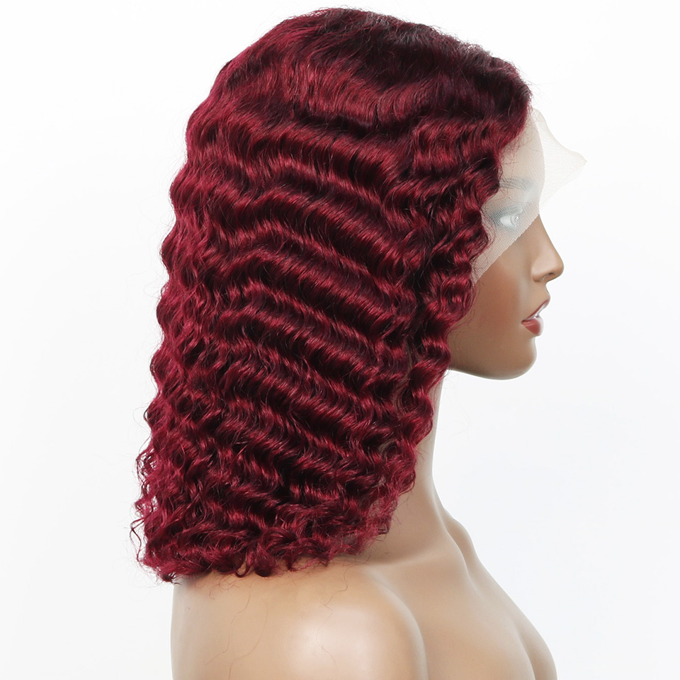 99j Burgundy Deep Bob Wig Huma - Pre Parted 13X4 Lace Front Bob Wig recension och pris