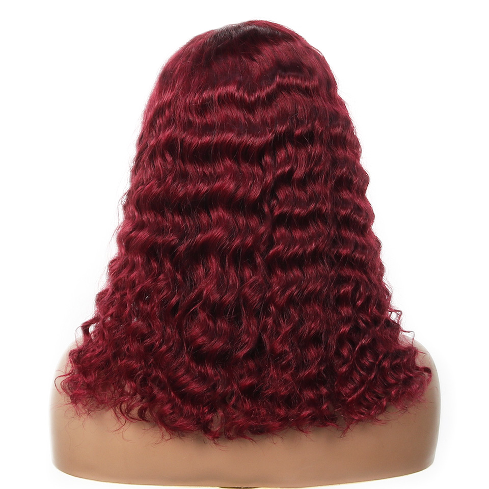 99j Burgundy Deep Bob Wig Huma - Pre Parted 13X4 Lace Front Bob Wig recension och pris