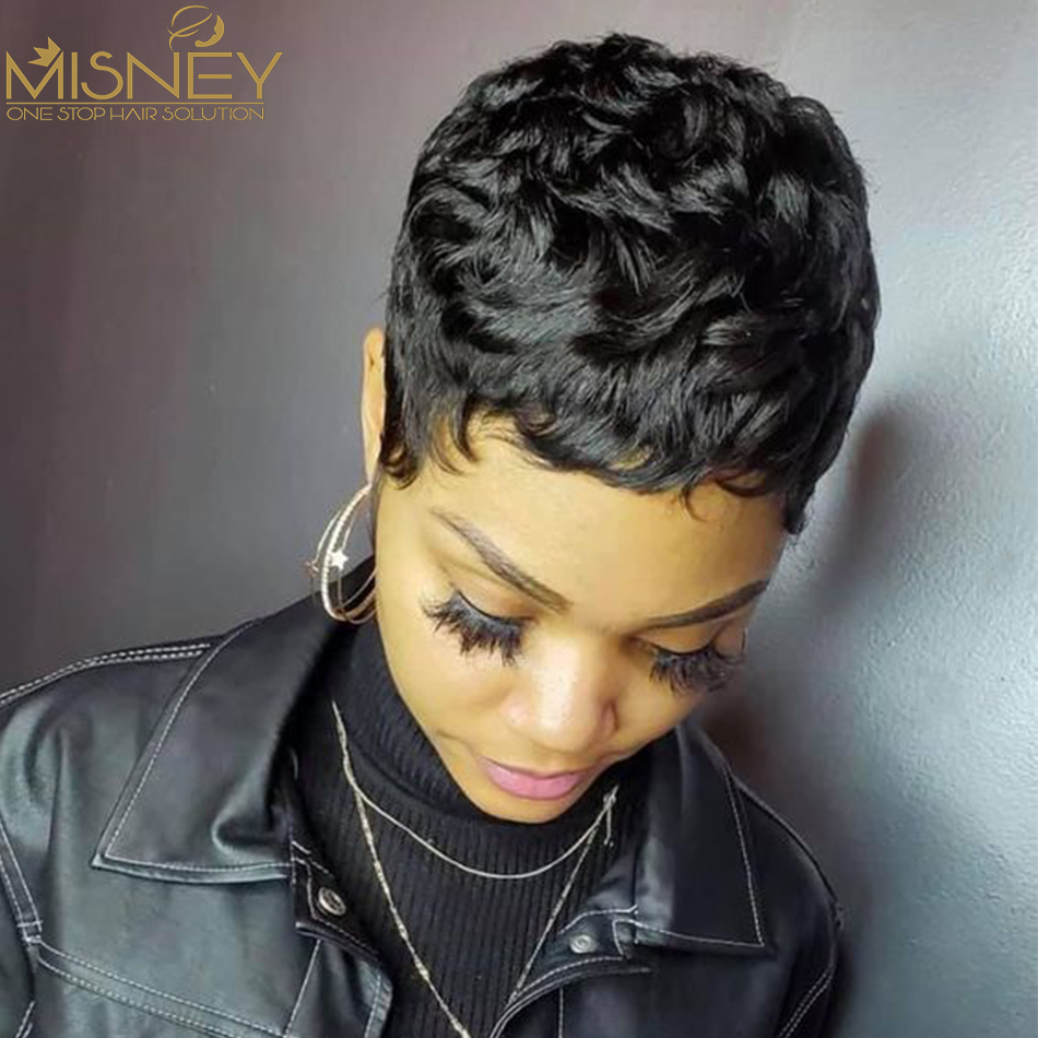 Misney Short Bob Straight Huma - Short Pixie Cut Wig Human Hair Cheap recension och pris