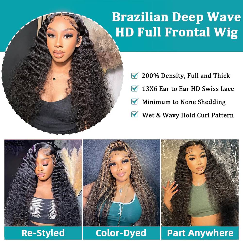 40 46 Inch Deep Wave 13x6 13x4 - Human Hair Wigs recension och pris