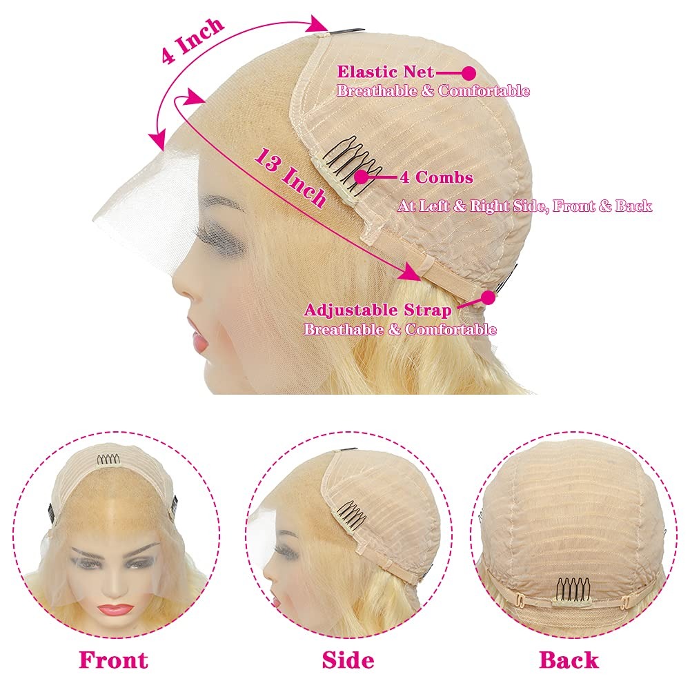 13x4 Lace Front Wig Human Hair - 613 Blonde Body Wave Lace Front Wig recension och pris