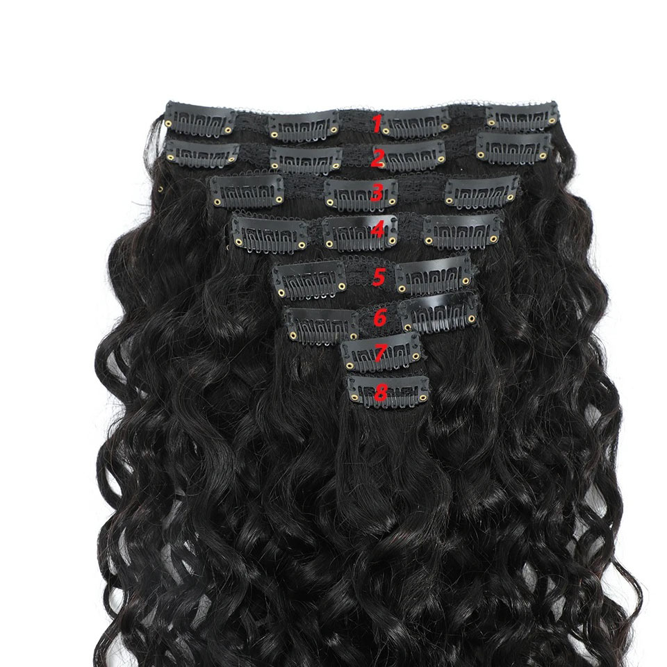 8-24 Inches Water Wave Curly C - Seamless Clip In Hair Extensions Human Hair recension och pris