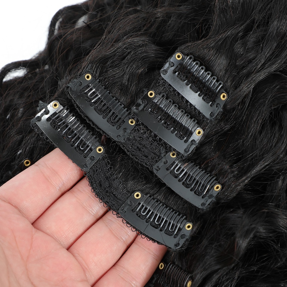 8-24 Inches Water Wave Curly C - Seamless Clip In Hair Extensions Human Hair recension och pris