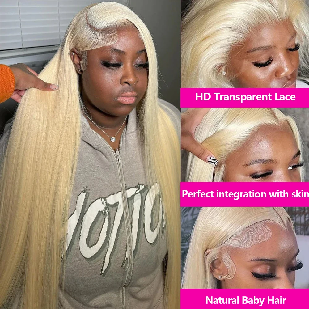 613 Blonde Straight Lace Front - Hd Lace Frontal Wig Human Hair Pre Plucked recension och pris