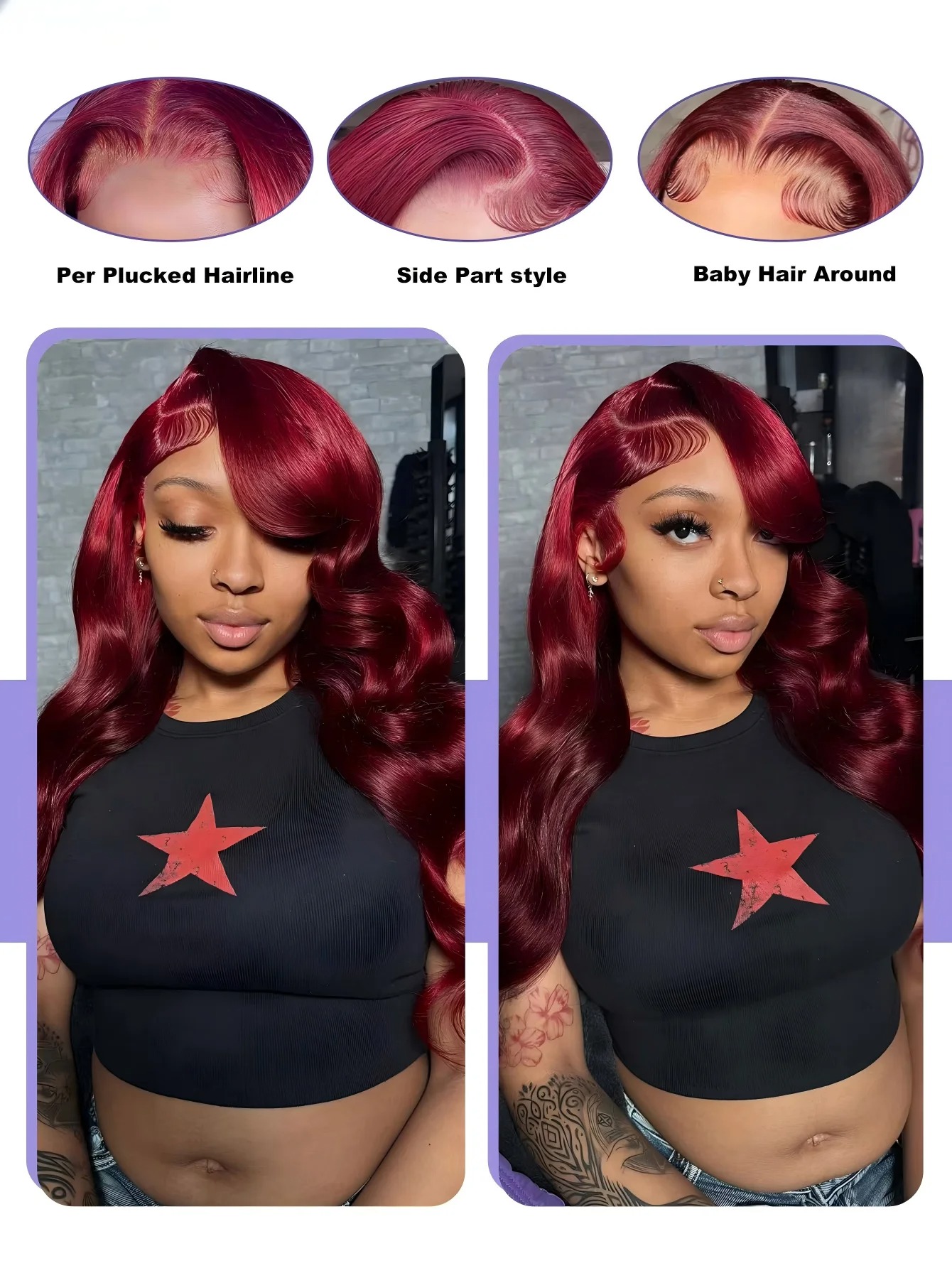 HD Transparent 99J Burgundy Bo - Hd Lace Frontal Wig Human Hair Pre Plucked recension och pris