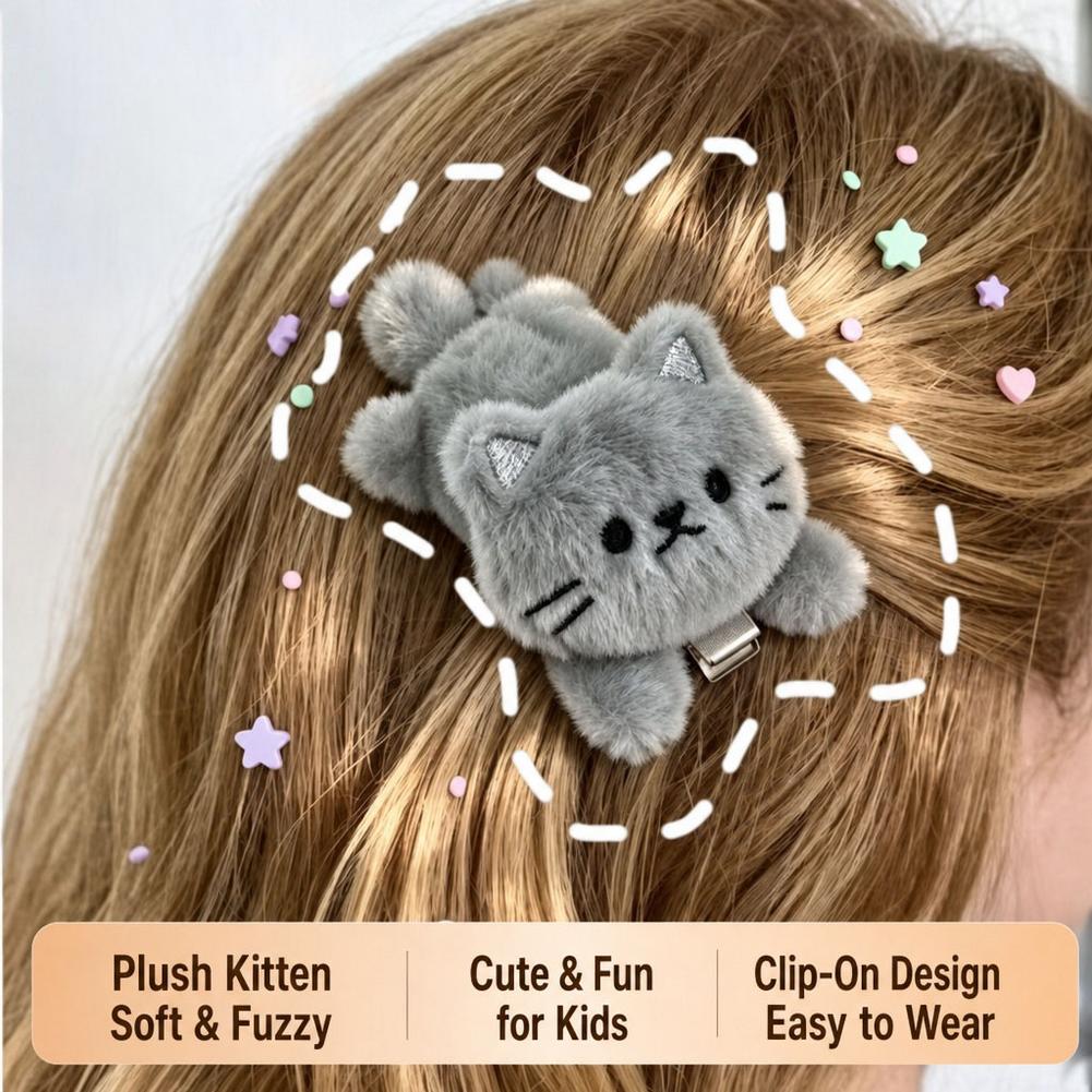 Cute Fluffy Plush Cat Hair Cli - Hair Bundles recension och pris