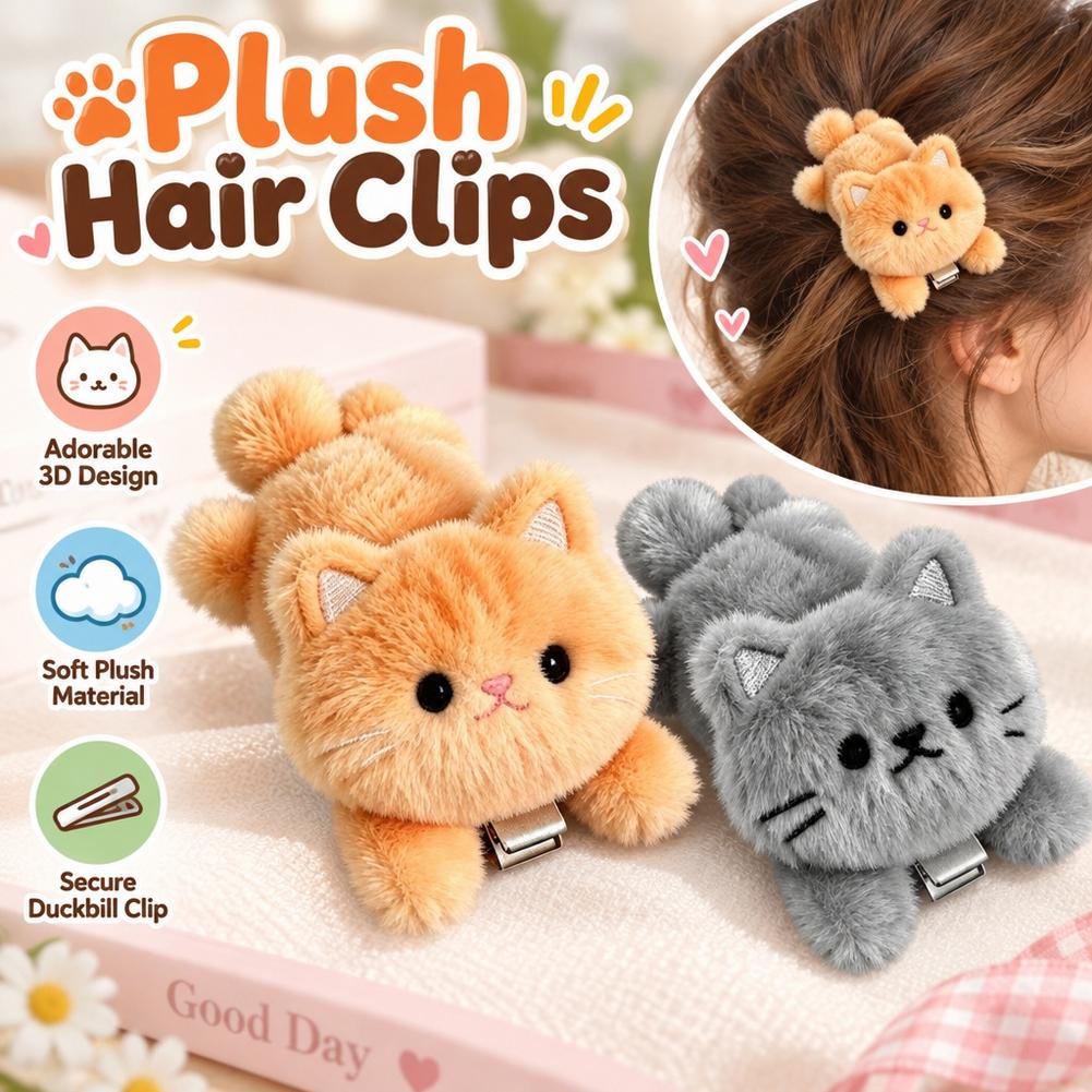 Cute Fluffy Plush Cat Hair Cli - Hair Bundles recension och pris