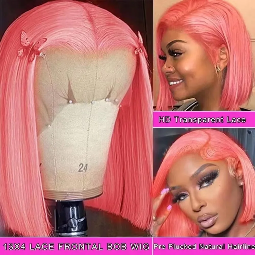10Inch Pink Bob Wigs Human Hai - Glueless Wear And Go Human Hair Wig recension och pris