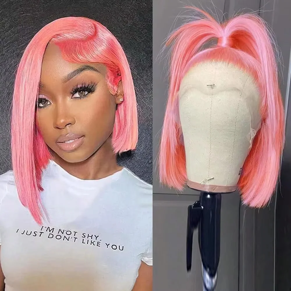 10Inch Pink Bob Wigs Human Hai - Glueless Wear And Go Human Hair Wig recension och pris