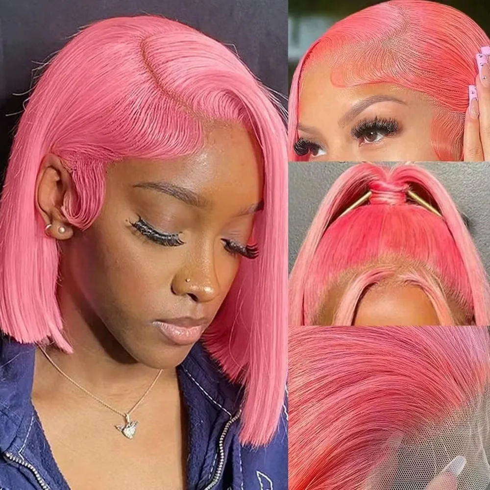 10Inch Pink Bob Wigs Human Hai - Glueless Wear And Go Human Hair Wig recension och pris