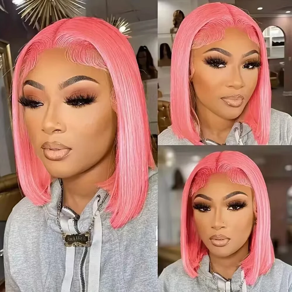 10Inch Pink Bob Wigs Human Hai - Glueless Wear And Go Human Hair Wig recension och pris