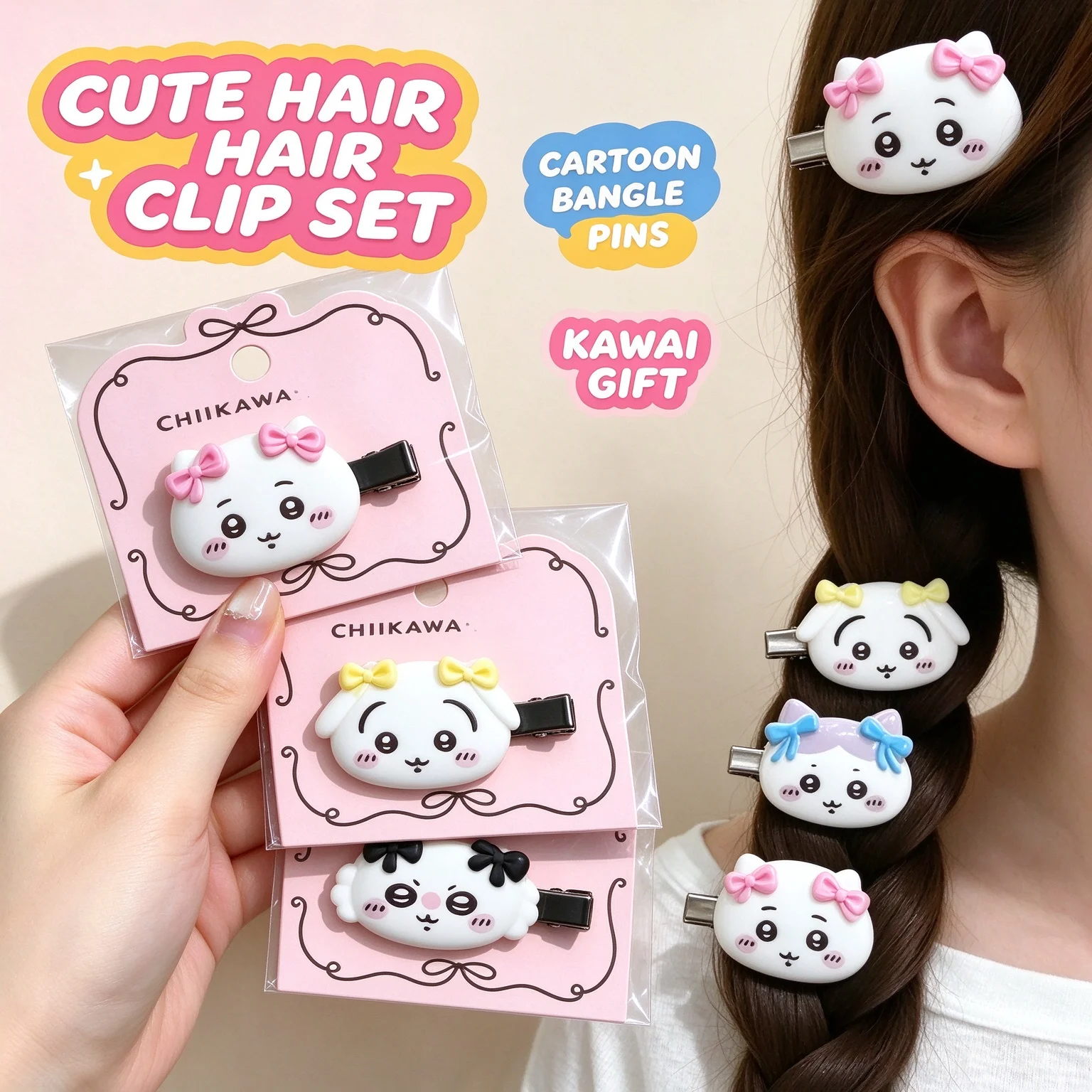 @Cute Chiikawa Resin Bow Hair  - Hair Bundles recension och pris